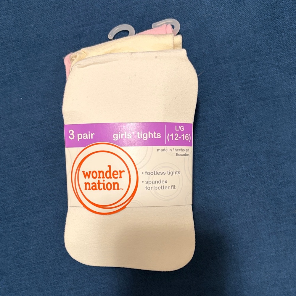 Wonder Nation Cream Footless Tights for Girls